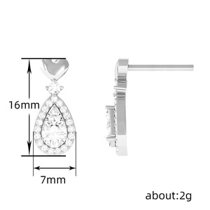 Orecchini a Perno a Forma di Cuore e Goccia per Donne, Piccoli Gioielli per Orecchie Scintillanti e alla Moda - Product Image 4