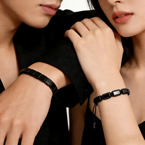 <span class=keywords><strong>Bracciale</strong></span> in ematite con perline quadrate di <span class=keywords><strong>ossidiana</strong></span> naturale, per alleviare lo stress, souvenir curativo, regalo festivo, adatto per uomini e donne - Product Image 4