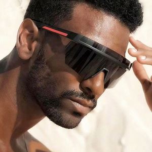 Gafas de Sol Unisex al por Mayor, Estilo Punk, sin Montura, Lente de una Pieza, Gafas Deportivas, Steampunk, Extra Grandes, Y2K, con Espejo - Product Image 1