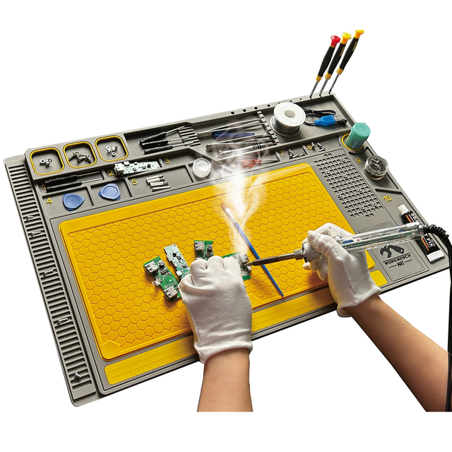 Custom with Magnetic Work ESD Mat Non-slip Silicone Maintenance Platform Repair Soldering Table Mat For Workbench