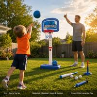 Jeu d'arcade de basket-ball pour enfants, intérieur et extérieur, jouet de sport parent-enfant, ensemble de jouets d'exercice 3 en 1, basket-ball et baseball