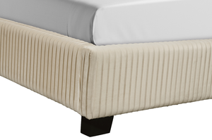 Cama Queen Ajustable y Convertible, Moderna, Tapizada, en Caja, Color Beige, con Mechones - Product Image 3