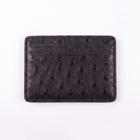 Porte-cartes en cuir véritable à motif d'autruche LZ Factory, étui fin pour cartes de crédit, ultra fin, minimaliste, portefeuille unisexe