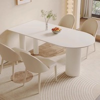 Ensemble de table à manger ovale moderne en ardoise pour 6 chaises, design colonne romaine, écologique et durable, pour la maison et l'hôtellerie