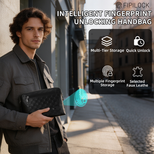 Bolso de Mano de Lujo de Cuero para Hombre con Cierre de Huella Dactilar Personalizado, Cartera de Mano Antirrobo al Por Mayor para Negocios - Product Image 1