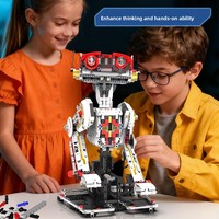 1034 Pièces Blocs de Construction Techniques en Plastique Robot Interplanétaire Modèle DIY Kit de Petites Particules à Assembler Lumières Rouges