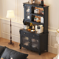 Nouveau Design Vintage Noir ou Crème Moderne Lumière Aestetich Bali Cuisine Buffet En Bois Verre Wohnzimmer Buffets