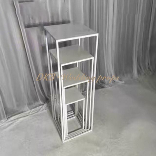 DKB Premium Cubic Metal Display Stands Set 4pcs Durable Height 40-100cm Flower and Cake Stand Frame for Wedding Event