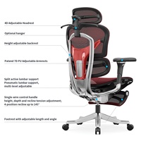 Chaise de bureau ergonomique en maille avec accoudoirs 7D, support lombaire à gaz, hauteur de dossier et profondeur de siège réglables pour le bureau (vente en gros)