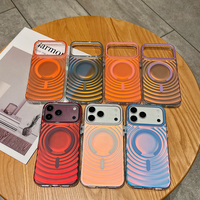 Casing Ponsel Gelombang Gradien Magnetik Tekstur IMD Frosted Bingkai Kamera Pelindung Mendukung Pengisian Daya Nirkabel untuk iPhone 17 18 Pro Max