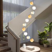 Terre Rotatif Cage D'escalier Long Lustre Duplex Bâtiment Villa Personnalité Créative Longue Ligne Loft Escalier Lumières