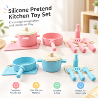 Ensemble de jouets de cuisine en silicone pour enfants, jouets de jeu de rôle de cuisine, mini ustensiles de cuisine, ensemble de jeu éducatif