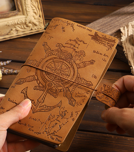 Cuaderno encuadernado en espiral, diario de escritura Vintage recargable para mujeres con páginas Kraft, pegatina de bolsa de Pvc, cuaderno Retro con cubierta de cuero - Product Image 6