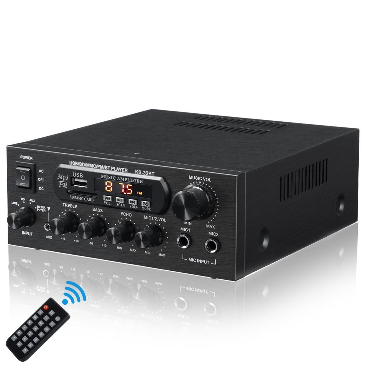  Theater Amplifier KS-33BT 本体 KS-33BT HiFi Digital Amplifier - Bluetooth Stereo, USB, FM Radio
