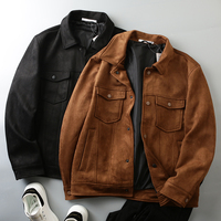 Manteau en daim pour homme, col rabattu, simple boutonnage, marron, style vintage, personnalisable avec logo, vêtement d'extérieur classique, collection automne-hiver