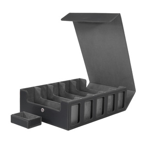 Boîte de rangement pour cartes en cuir PU à 5 rangées avec fenêtre transparente, capacité 3900+, étui pour deck Commander pour cartes de jeu TCG - Product Image 4