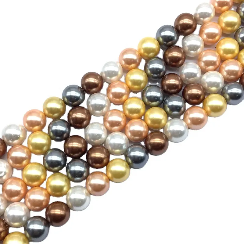Perles de nacre en nacre pour vadrouille ronde lisse 4 mm 6 mm 8 mm 10 mm pour la fabrication de bijoux à bricoler soi-même.