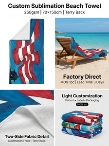 Toalla de Playa de Poliéster de Secado Rápido, Libre de Arena, con Diseño de la Bandera de Puerto Rico, Inspirada en la Bandera del <span class=keywords><strong>Caribe</strong></span>, con Patrón Deportivo Moderno para Uso en Verano - Product Image 5