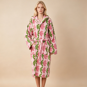 Albornoz con Capucha Serie Tulipán, Nuevos Estilos, Absorbente, 100% Algodón Estampado, para Uso en Casa y Hotel, Conjunto de Pijamas para Mujer - Product Image 1