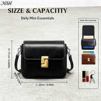 Sac bandoulière carré en cuir véritable XISHANG Direct Leather Factory avec fermoir doré pour les trajets quotidiens, personnalisation de la marque disponible