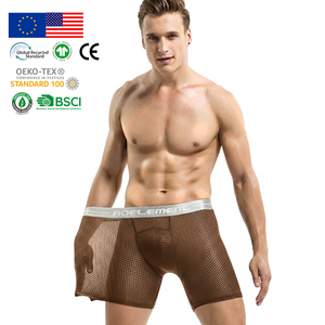 Boxer da Uomo a Gamba Lunga, Intimo Sportivo in Rete Traspirante Anti-Sfregamento, Servizio di Produzione OEM, Fornitura di Abbigliamento Intimo Maschile - Product Image 1