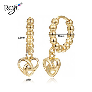 Boucles d'oreilles en argent plaqué pour enfants, avec pendentif en forme de cœur, jolies boucles d'oreilles à perles avec un design d'amour entrelacé, bijoux sûrs et hypoallergéniques - Product Image 2