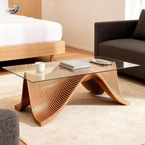 Table basse de salon en bois durable au design ondulé européen moderne, table de loisirs en bois courbé pour salon, hôtel, maison - Product Image 4