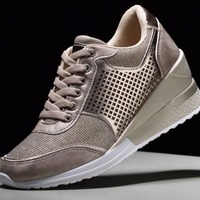 Nouvelles baskets d'été pour femmes, à talon compensé, à lacets, imprimé léopard, chaussures décontractées pour la marche