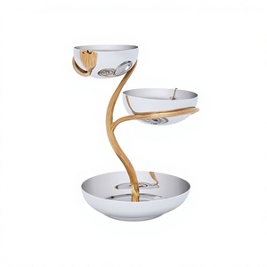 Bol à fruits secs 3 niveaux, design moderne, grande taille, acier inoxydable, décoratif, pour table, à prix abordable - Product Image 1