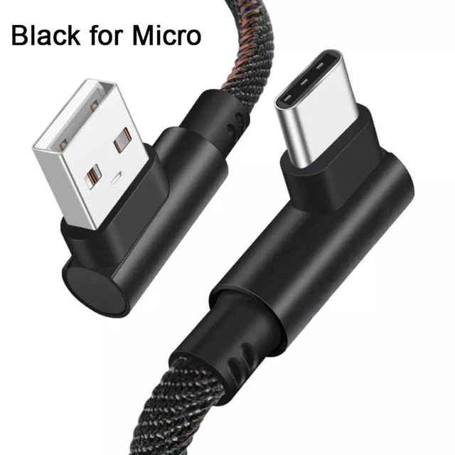 Hot Sale 2.4A Fast Charging Durable Braided 90 Degree Right Angle USB Data Cable