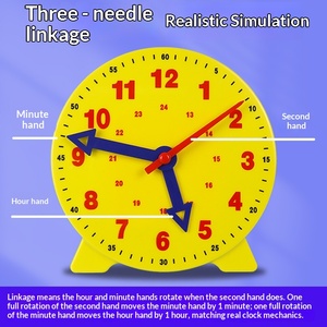 Horloge de professeur en plastique de 25 cm, grand modèle magnétique, outil pédagogique pour les é<span class=keywords><strong>l</strong></span>èves de CP et CE1 pour <span class=keywords><strong>apprendre</strong></span> à <span class=keywords><strong>lire</strong></span> <span class=keywords><strong>l</strong></span>'<span class=keywords><strong>heure</strong></span> - Product Image 4