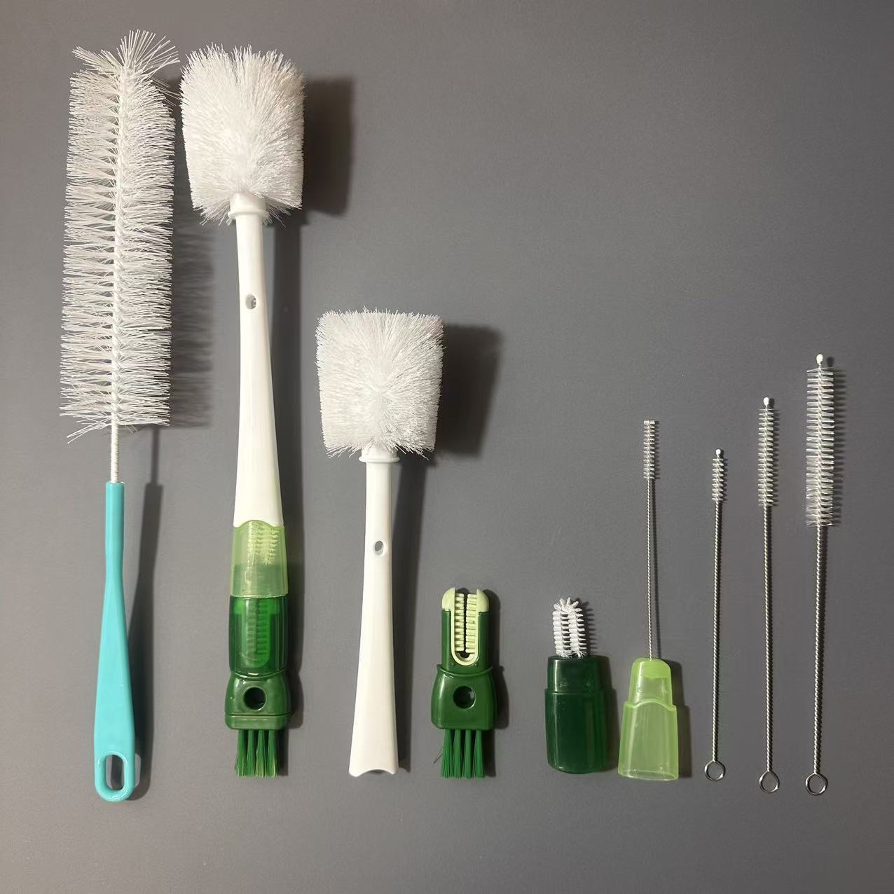 5 in 1 green and blue long brush