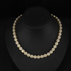 Atacado: Colar de Corrente Redonda com Pingente de Sorriso Banhado a Ouro/Prata, Cravejado com Zircônias (CZ), Estilo Hip Hop, para Homens e Mulheres - Product Image 5