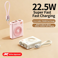 Nouvelle mini batterie externe électronique 10000 mAh, mince et portable, avec câble USB-C, Powerbanks 10000 mAh