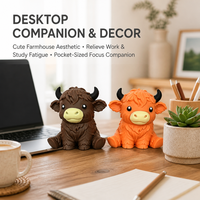 Jouet Squishy Mignon Vache Highland, Jouet Anti-Stress Doux à Presser, Cadeau pour Fête Thème Ferme