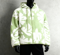 Vestes d'hiver pour hommes XJYD Hip Hop imperméables, respirantes, avec motif graphique personnalisé, imprimé jacquard, en polaire sherpa moelleuse à fleurs