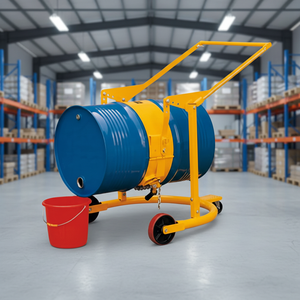 warehouse drum tilting trolley for oil drum rotation handling and transport with strong industrial <b>frame</b> system - Product Image 3