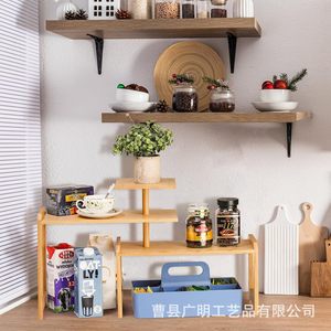 Estante de Cocina de Bambú de 3 Niveles, Estante Esquinero Multifuncional, Organizador de Encimera Tipo Soporte - Product Image 3