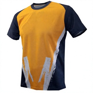 <b>Men's</b> Short Sleeve Sublimation Printed Sport T-<b>Shirt</b> Yellow <b>Navy</b> <b>Blue</b> Quick Dry Knitted Polyester O-Neck Regular Fit - Product Image 1