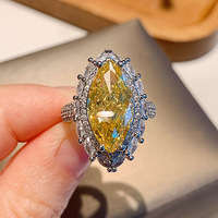 Nouveau Design Unique Big Marquise Cut Jaune CZ Bague Couleur Argent Prix Usine Femmes pour la Fête De Mariage Vintage Anneaux GJZ0461