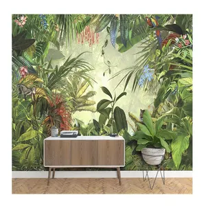 KOMNNI Rainforest Peel And Stick Mural Tiger Papagaio Papel de parede para sala de estar Sofá TV Fundo Mural Papel de parede Home Decor