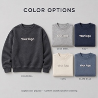 Sweat-shirt à col rond vintage pour enfants avec logo personnalisé, en coton molletonné épais, coupe ample, épaules tombantes, pour garçons et filles