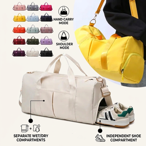 Bolsa de Gimnasio Personalizable de Nailon, Ligera e Impermeable, con Compartimento para Zapatos y Correa para Carro de Equipaje - Product Image 1