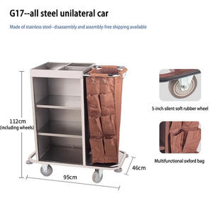 Troli Layanan dari Baja Anti Karat, Troli Linen untuk Kebersihan, Troli Layanan Kamar, Perlengkapan Hotel, Peralatan Komersial, Troli Pintu Masuk - Product Image 3