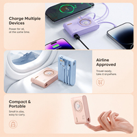 Batterie externe au design élégant de type appareil photo 10000 mAh 4-en-1 avec câbles intégrés, charge rapide 10W, ultra-légère pour les déplacements, vente en gros ODM/OEM