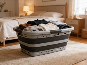 NEW PP+TPR <strong>Foldable</strong> Customized <strong>Foldable</strong> Three Hand Storage <strong>Basket</strong>, Space-Saving Design for Home Bathroom - Product Image 2