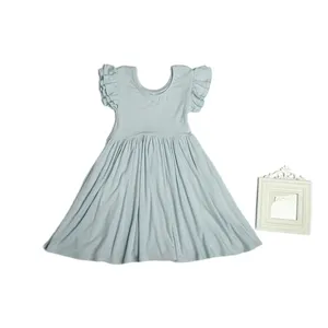 Customized New Arrival Summer Infant Short Sleeve Ruffle Dresses Kid Bamboo Viscose Comfortable Soft Newborn Baby Girl Dresses