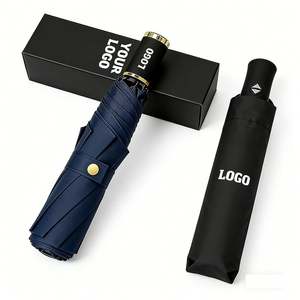 Parapluie de voyage pliable en 3 sections, entièrement automatique, coupe-vent, en polyester pongé, promotionnel, pour cadeau avec logo vintage - Product Image 1