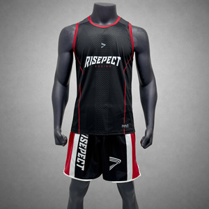 Débardeur de boxe sublimé avec graphiques sur la poitrine de qualité supérieure, options de personnalisation imprimables pour les commandes d'équipe - Product Image 1