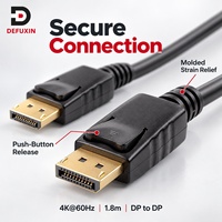 Câble DP DFX haute vitesse 4K 60Hz 1,8 m avec verrouillage sécurisé mâle-mâle, cordon DP OEM pour station de travail PC